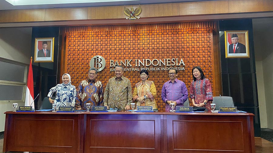 Bank Indonesia Mengumumkan Hasil Rapat Dewan Gubernur (RDG) Bulanan Bulan Juni 2024.(Bloomberg Technoz/Azura Yumna)