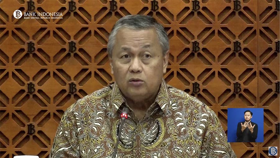 Gubernur Bank Indonesia Perry Warjiyo saat pengumuman Hasil Rapat Dewan Gubernur (RDG) Bulanan Bulan Juni 2024. (Youtube Bank Indonesia)
