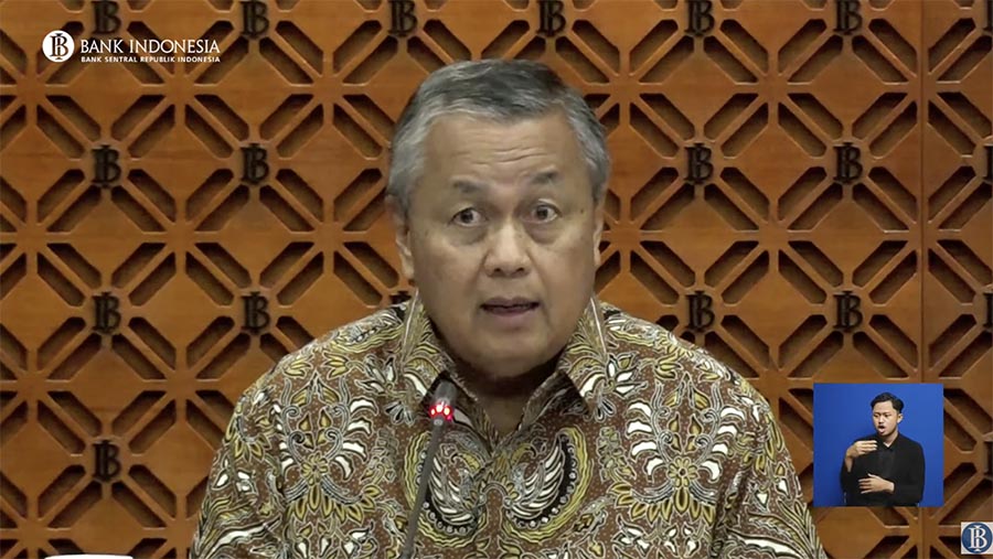 Gubernur Bank Indonesia Perry Warjiyo saat pengumuman Hasil Rapat Dewan Gubernur (RDG) Bulanan Bulan Juni 2024. (Youtube Bank Indonesia)