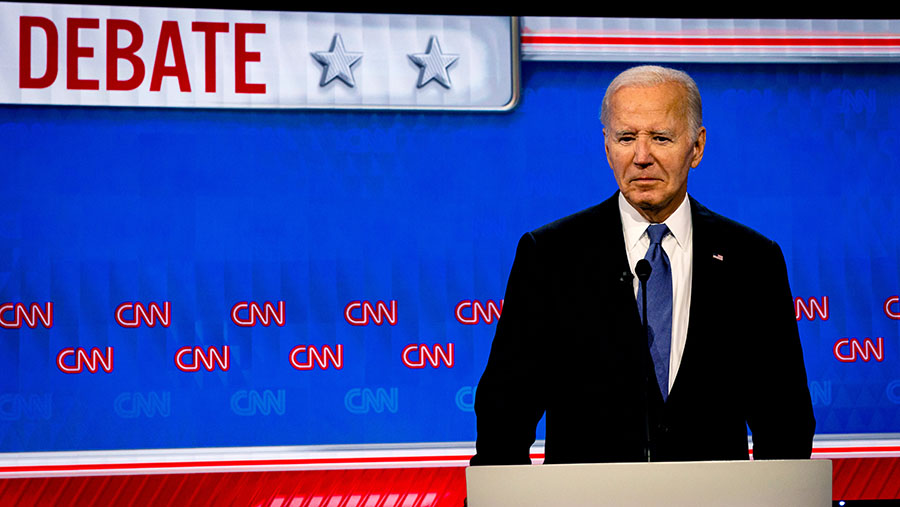 Presiden AS Joe Biden saat debat presiden pertama di Atlanta, Georgia, AS, Kamis (27/6/2024). (Eva Marie Uzcategui/Bloomberg)
