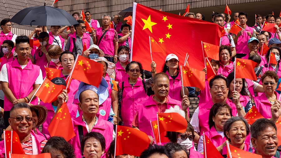 Perayaan ulang tahun ke-27 kembalinya Hong Kong ke pemerintahan Tiongkok di Hong Kong, Tiongkok, Senin (1/7/2024). (Paul Yeung/Bloomberg)