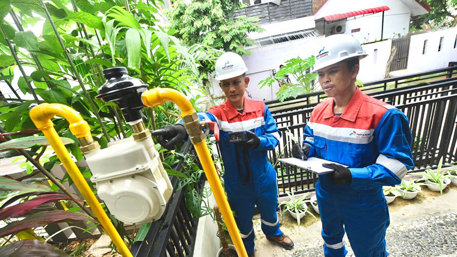 Pemeriksaan jaringan gas rumah tangga (jargas). (Dok. Pertamina)