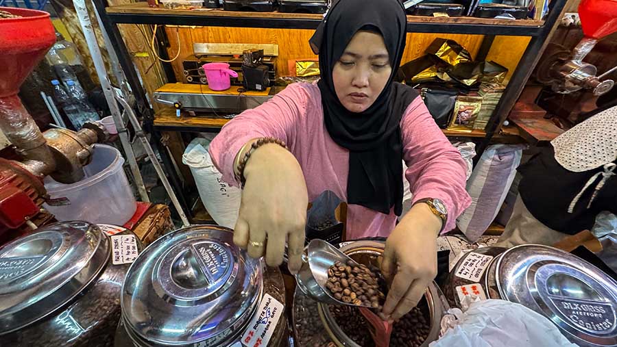 Permintaan yang tinggi akan kopi mengakibatkan kenaikan harga khususnya pada biji kopi robusta. (Bloomberg Technoz/Andrean Kristianto)