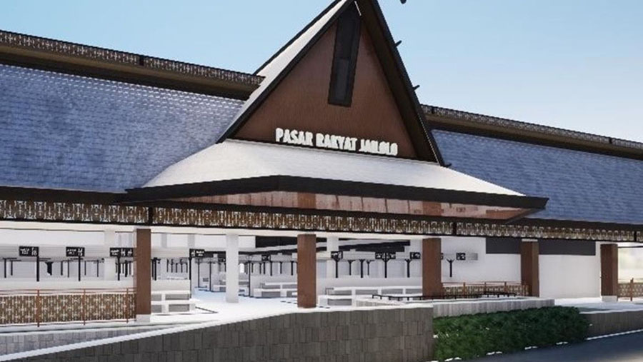 Gambar 3D Rekonstruksi Pasar Rakyat Jailolo di Halmahera Barat. (Dok. PUPR)
