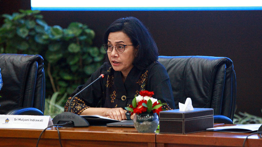 Menteri Keuangan Sri Mulyani di Kompleks Kemenkeu, Jakarta, Kamis (18/7/2024). (Bloomberg Technoz/Andrean Kristianto)