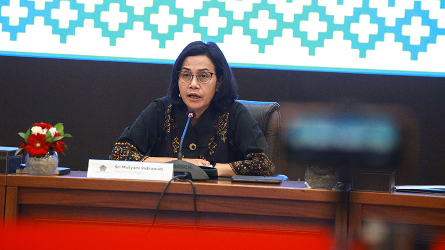 Menteri Keuangan Sri Mulyani di Kompleks Kemenkeu, Jakarta, Kamis (18/7/2024). (Bloomberg Technoz/Andrean Kristianto)