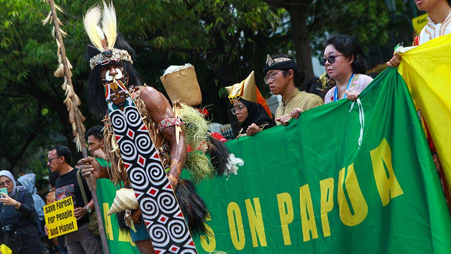  Petisi ini berisi desakan agar para hakim berpihak pada kelestarian hutan Papua. (Bloomberg Technoz/Andrean kristianto)