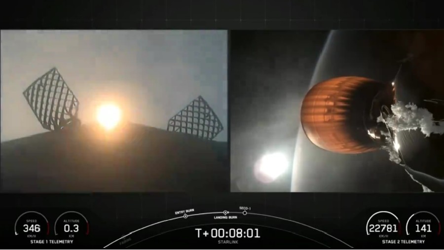 Roket pengangkut pesawat SpaceX dan 20 Satelit Starlink terbakar. (Dok: X.com/@NASASpaceflight)