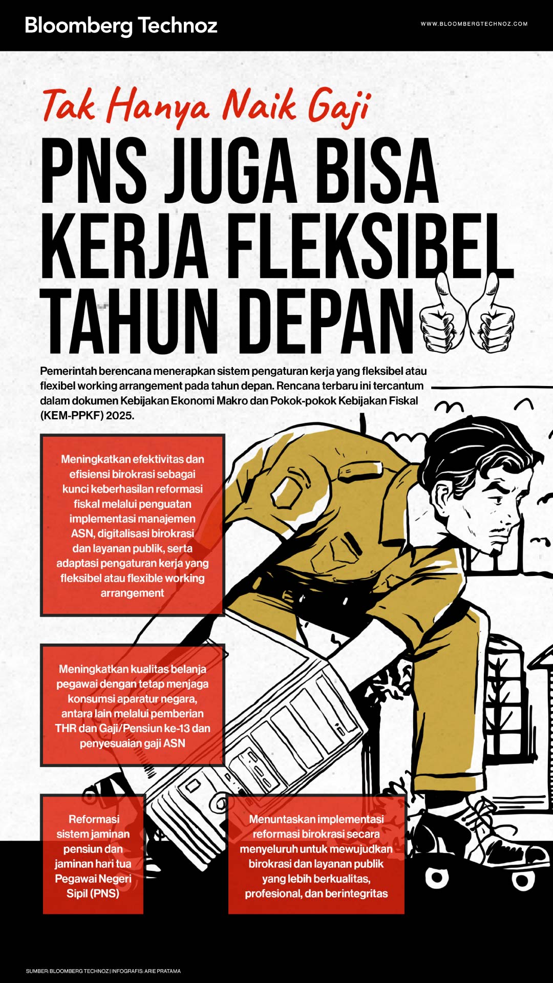 Tak Hanya Naik Gaji, PNS Juga Bisa Kerja Fleksibel Tahun Depan (Bloomberg Technoz/Arie Pratama)