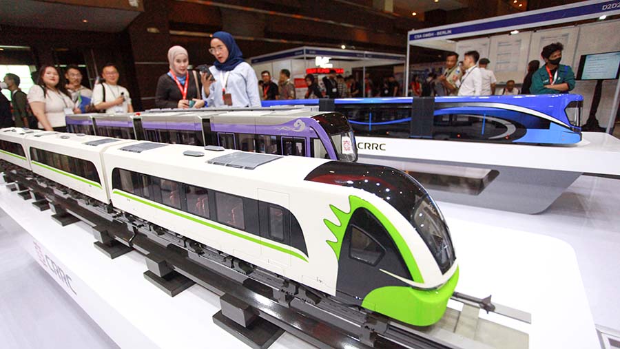 Pameran Inamarine 2024 dan Railway Tech Indonesia 2024 di JIExpo Kemayoran. Jakarta, Selasa (30/7/2024). (Bloomberg Technoz/Andrean Kristianto)