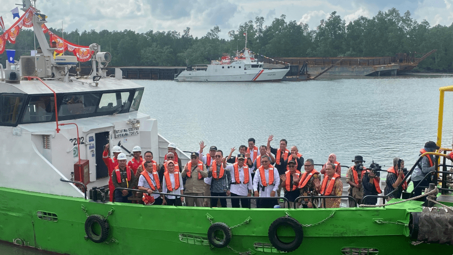 Peresmian Operasional Prototype DDF Crewboat di Balikpapan, Kalimantan Timur, Senin (12/8/2024)./Bloomberg Technoz-Dovana Hasiana