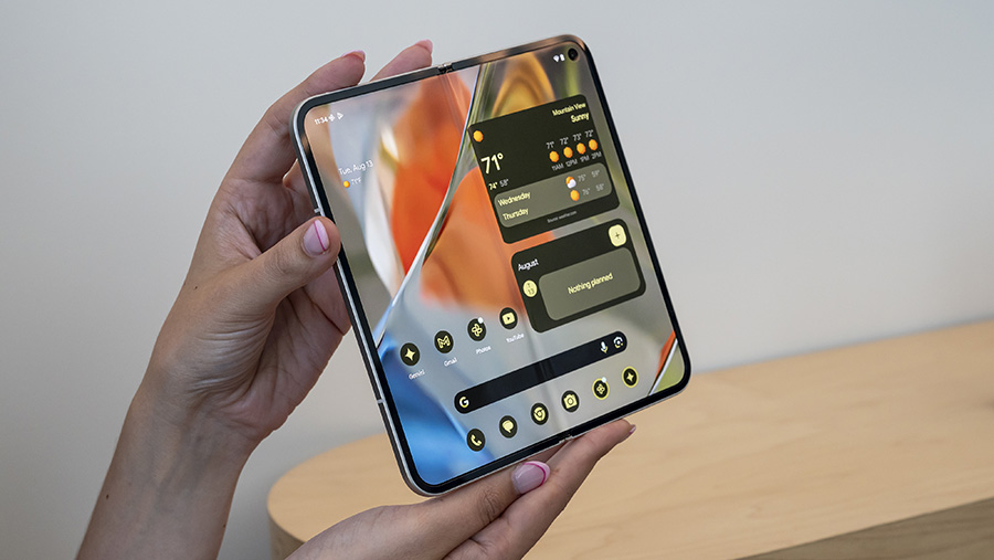 Google Pixel 9 hadir dengan versi lipat yang diperbaharui, Pixel 9 Pro Fold. (David Paul Morris/Bloomberg)