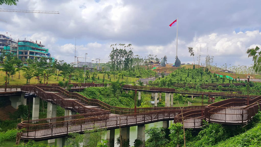 Plaza Seremoni Sumbu Kebangsaan di Kawasan Inti Pusat Pemerintahan (KIPP) Ibu Kota Negara (IKN), Rabu (14/8/2024). (Dok. PUPR)