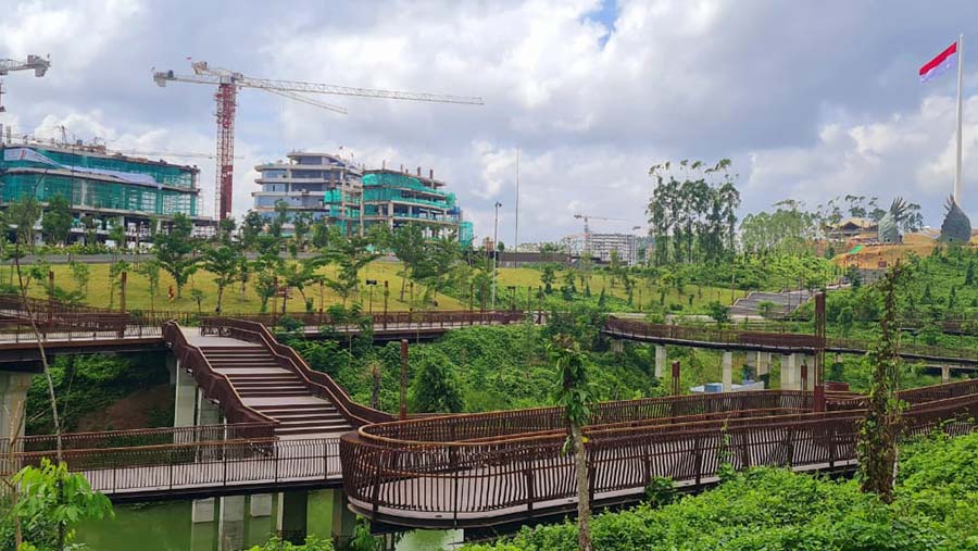 Plaza Seremoni Sumbu Kebangsaan di Kawasan Inti Pusat Pemerintahan (KIPP) Ibu Kota Negara (IKN), Rabu (14/8/2024). (Dok. PUPR)