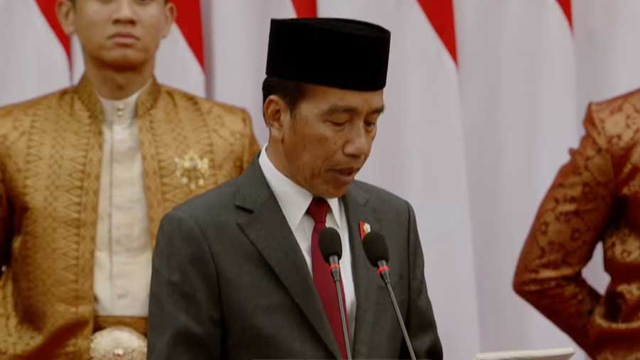 Presiden RI Joko Widodo dalam rapat Penyampaian RUU APBN 2025 dan Nota Keuangan di DPR. Jumat (16/8/2024). (Youtube Setpres)