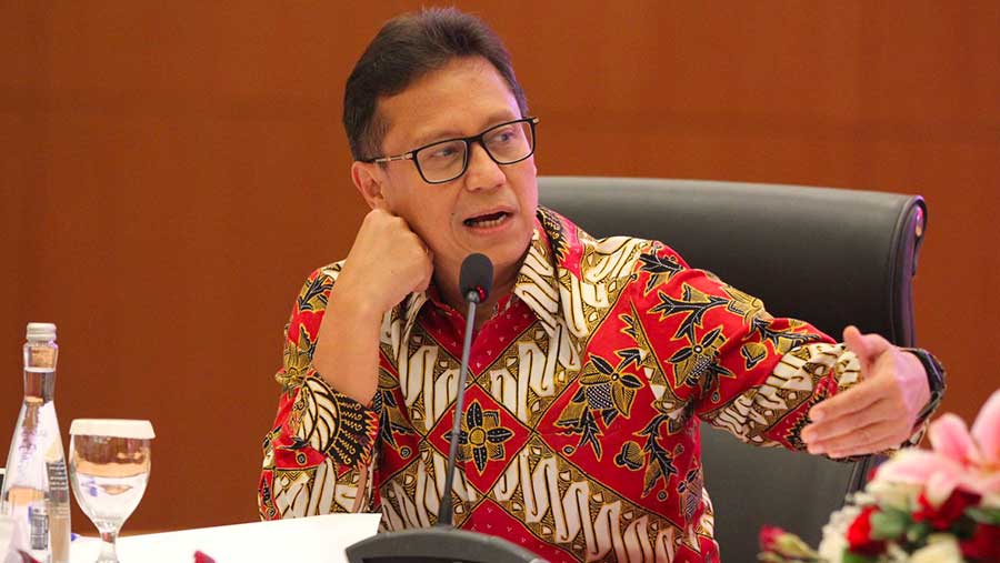 Menkes Budi Gunadi Sadikin saat konfrensi pers RAPN 2025 di Kantor Pusat Ditjen Pajak, Jumat (16/8/2024). (Bloomberg Technoz/Andrean Kristianto)