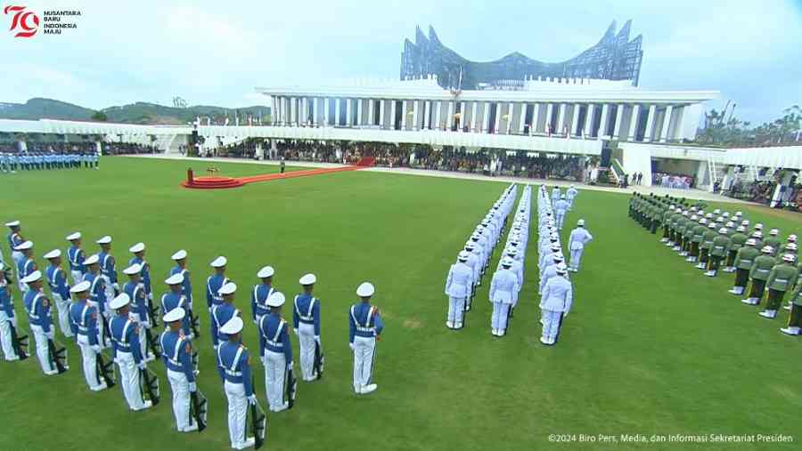 Upacara Peringatan Detik-Detik Proklamasi Kemerdekaan RI yang pertama kali digelar di Istana Negara, IKN. (Dok: Setkab)