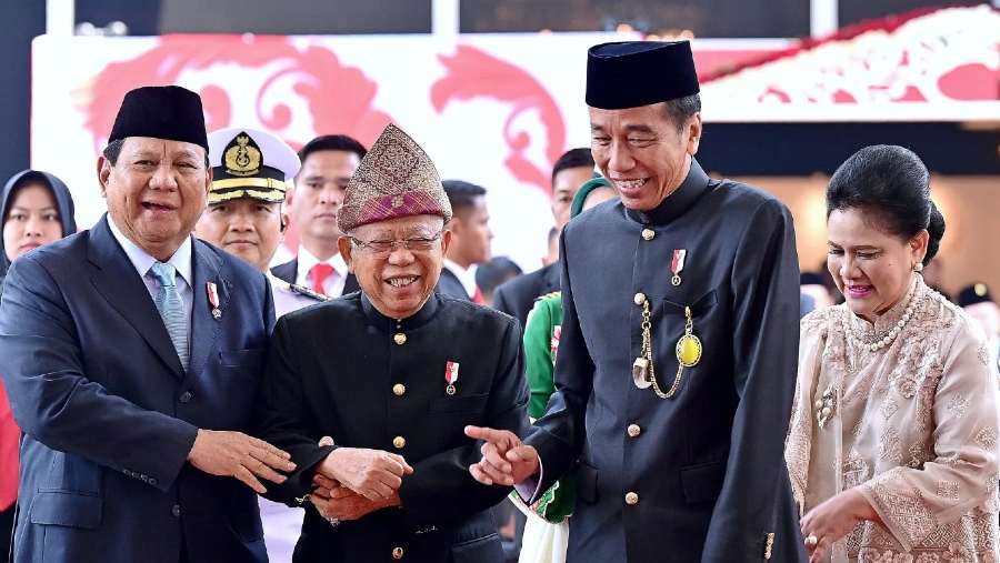 Presiden Jokowi bersama Wapres Ma'Ruf Amin dan Presiden Terpilih Prabowo Subianto. (Dok: Biro Pers Setpres)