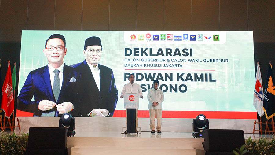 Dengan deklarasi tersebut, maka kekuatan koalisi KIM Plus mencapai 91 kursi dari total 106 kursi di DPRD DKI.  (Bloomberg Technoz/Andrean Kristianto)