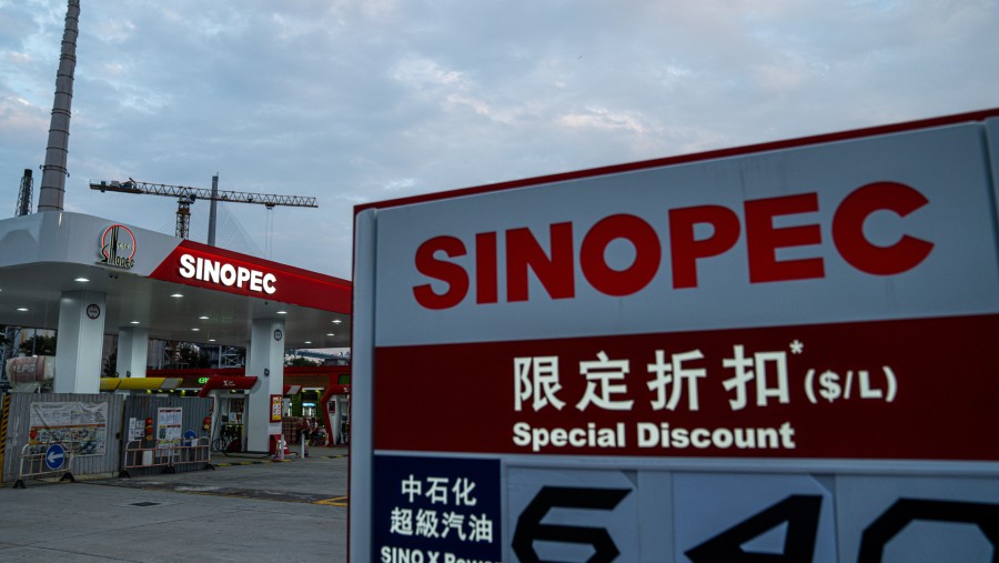 SPBU milik Sinopec di Hong Kong./Bloomberg-Lam Yik