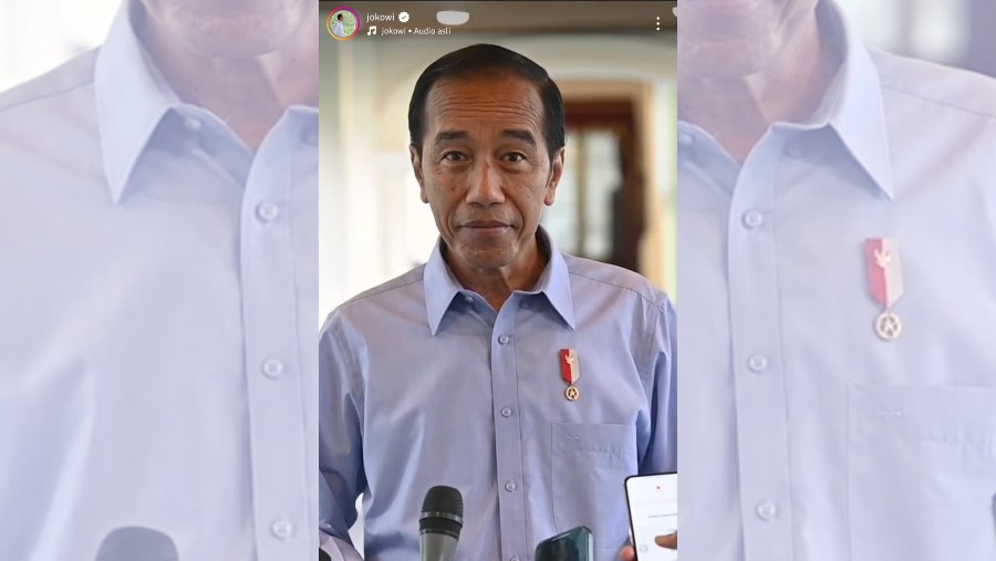 Presiden Jokowi diduga memakai kemeja biru khas kampanye Prabowo-Gibran. (IG @Jokowi)