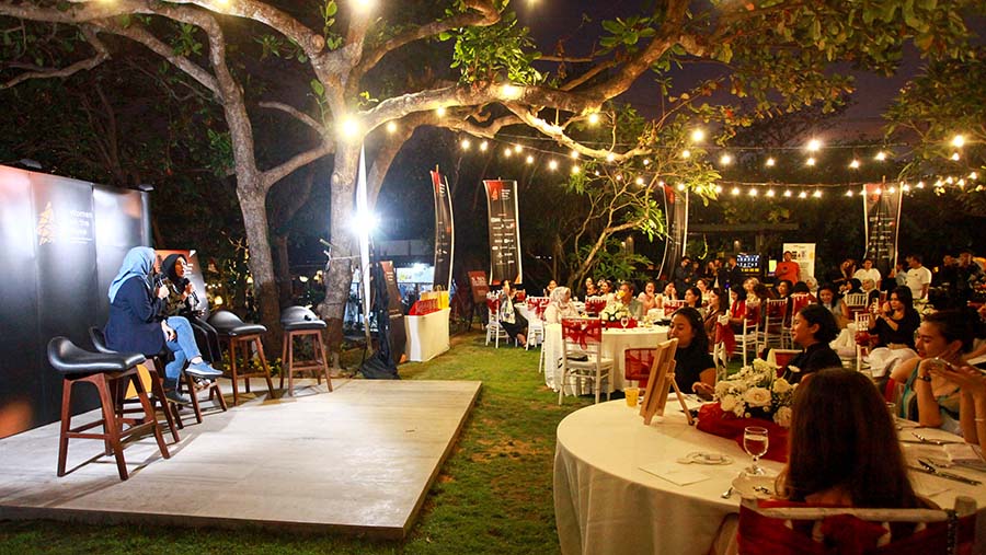 Suasana welcoming dinner Women on the Move di Bali, Jumat (30/8/2024). (Bloomberg Technoz/Andrean Kristianto)