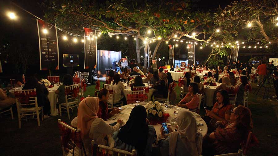 Women on the Move 2024 dimulai dengan welcoming dinner di Bali, Jumat (30/8/2024). (Bloomberg Technoz/Andrean Kristianto)