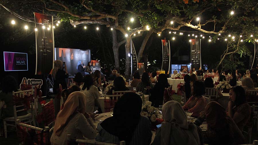 Suasana welcoming dinner Women on the Move di Bali, Jumat (30/8/2024). (Bloomberg Technoz/Andrean Kristianto)