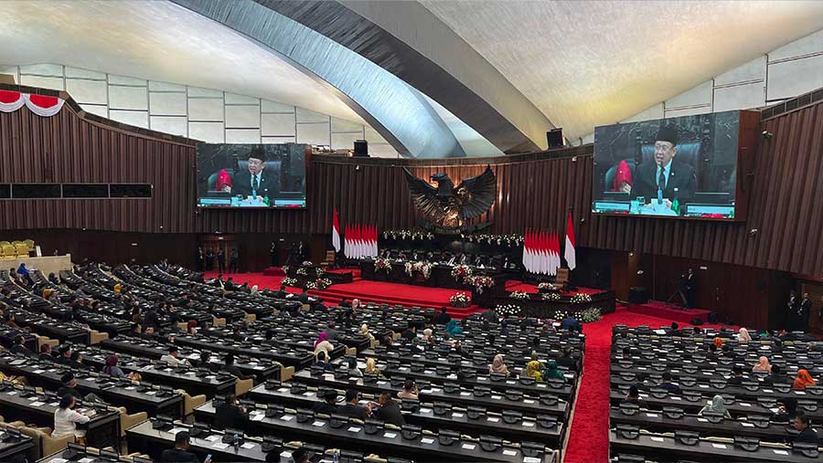 Sidang Paripurna Akhir MPR RI Masa Jabatan 2019-2024, Rabu (25/9/2024). (Bloomberg Technoz/Mis Fransiska)