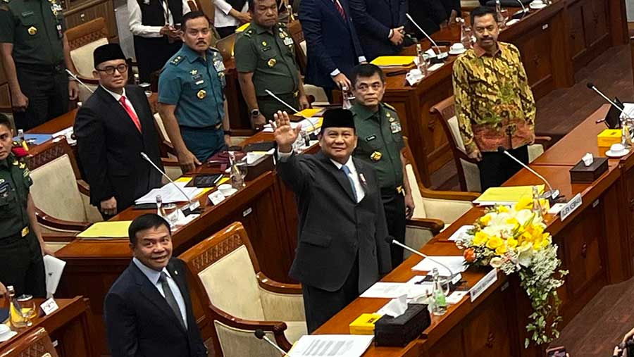 Prabowo di DPR (Bloomberg Technoz/Mis Fransiska)