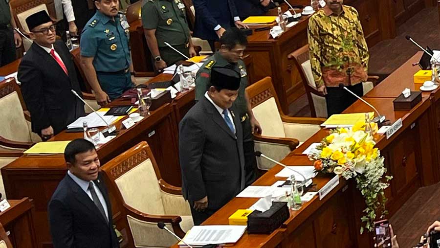 Prabowo di DPR (Bloomberg Technoz/Mis Fransiska)