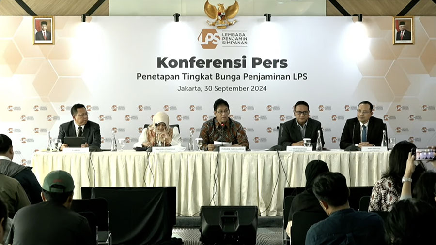 Ketua Dewan Komisioner LPS Purbaya Yudhi Sadewa saat konfrensi pers Tingkat Bunga Penjaminan LPS. (Youtube LPS_IDIC Official)