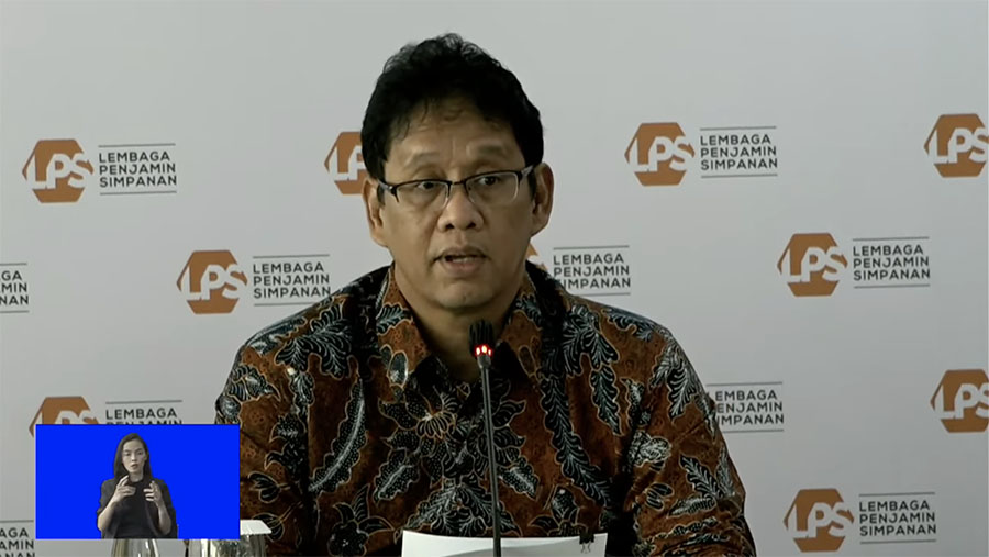 Ketua Dewan Komisioner LPS Purbaya Yudhi Sadewa saat konfrensi pers Tingkat Bunga Penjaminan LPS. (Youtube LPS_IDIC Official)