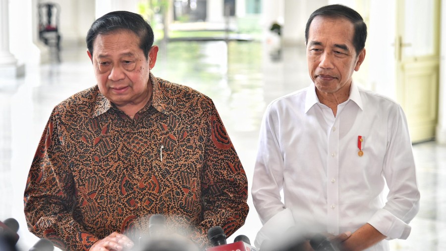 Presiden ke-6 Susilo Bambang Yudhoyono (SBY) bertemu dengan Presiden Joko Widodo (Jokowi) di Istana Merdeka. (Dok, Setpres RI)