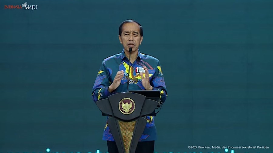 Presiden Jokowi saat pembukaan BNI Investor Daily Summit 2024. (Tangkapan Layar Youtube Setpres)