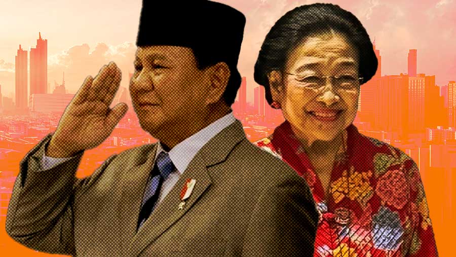 Ilustrasi Prabowo dan Megawati (Bloomberg Technoz)