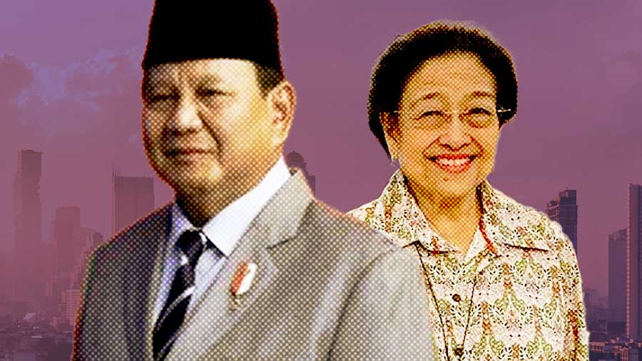 Ilustrasi Prabowo dan Megawati (Bloomberg Technoz)