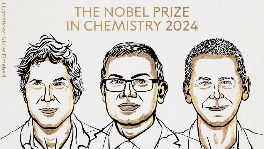 Pemenang novel kimia 2024. (Sumber: Media sosial X @nobelprize)