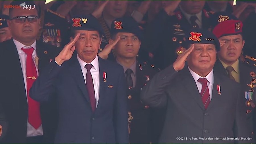 Presiden Jokowi dan Menhan sekaligus Presiden terpilih Prabowo Subianto saat saat apel persiapan pelantikan presiden (Youtube Setpres)