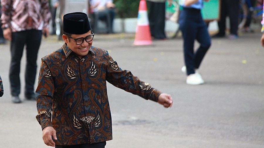 Ketua Umum PKB Muhaimin Iskandar bertemu dengan Prabowo Subianto di Kertanegara, Senin (14/10/2024). (Bloomberg Technoz/Andrean Kristianto)