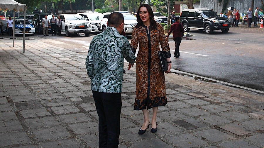 Pengusaha Widiyanti Putri Wardhana bertemu dengan Prabowo Subianto di Kertanegara, Senin (14/10/2024). (Bloomberg Technoz/Andrean Kristianto)