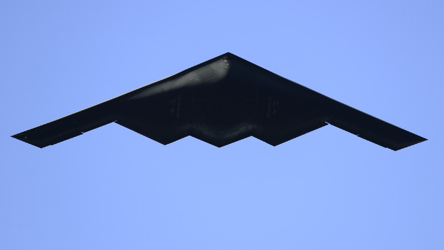  Pesawat pengebom siluman B-2 milik Amerika Serikat (AS). (Bloomberg)