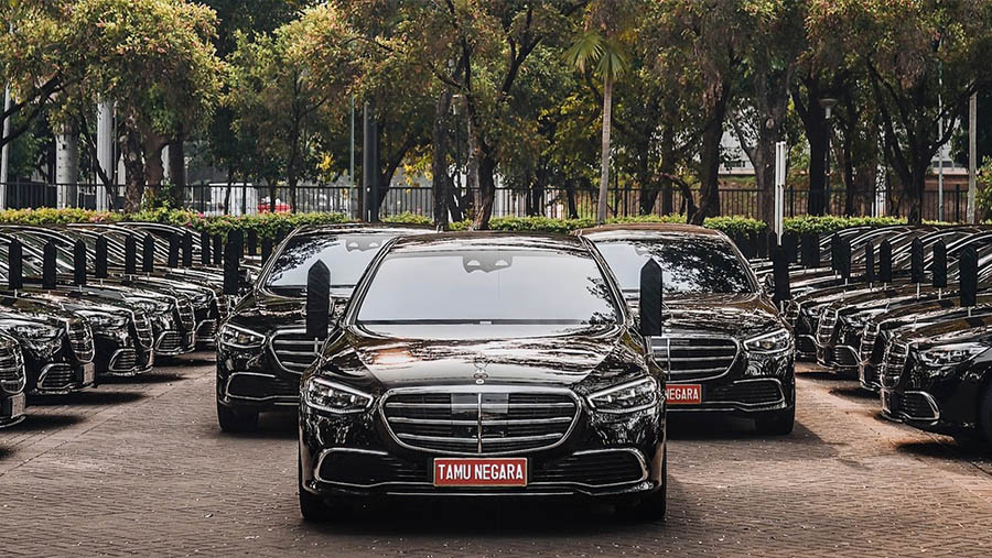 60 unit Mercedes Benz S-Class untuk tamu negara saat pelantikan Presiden RI & Wakil Presiden Periode Tahun 2024-2029.  (Dok Mercedez-Benz Indonesia)