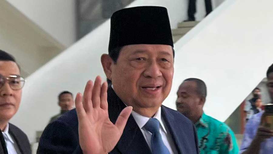 SBY tiba di Pelantikan Presiden dan Wakil Presiden Republik Indonesia 20 Oktober 2024 (Bloomberg Technoz/Mis Fransiska)