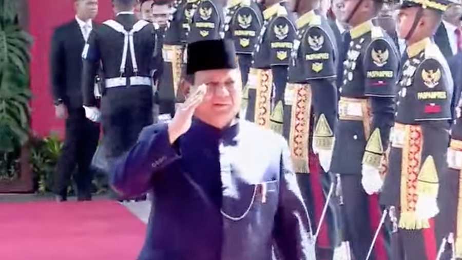 Prabowo tiba di Pelantikan Presiden dan Wakil Presiden Republik Indonesia 20 Oktober 2024 (YouTube DPR RI)