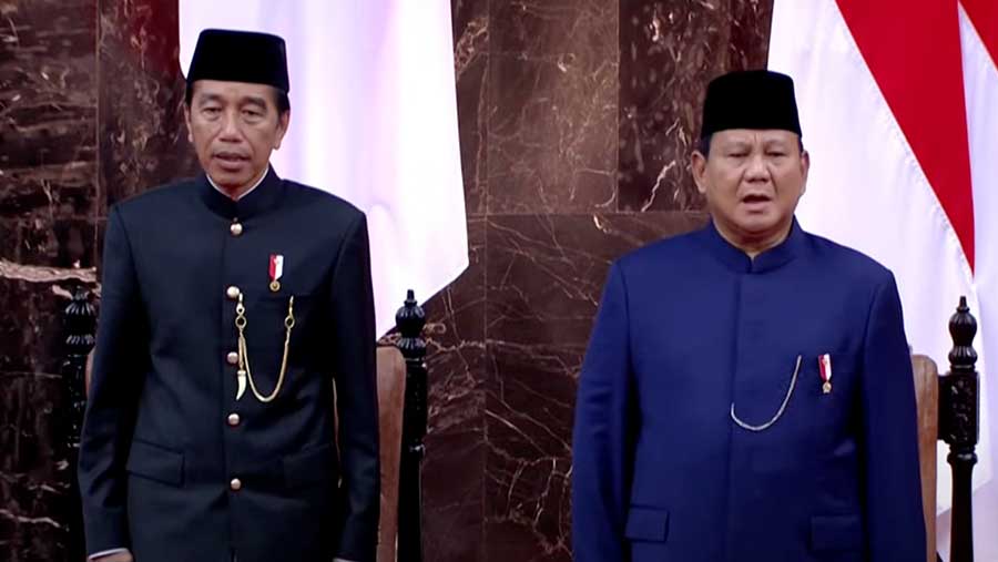 Joko Widodo dan Prabowo Subianto di Pelantikan Presiden dan Wakil Presiden Republik Indonesia 20 Oktober 2024 (YouTube Setpres)