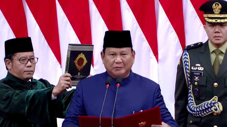 Pengucapan Sumpah Presiden Prabowo Subianto di Pelantikan Presiden Republik Indonesia 20 Oktober 2024 (YouTube Setpres)