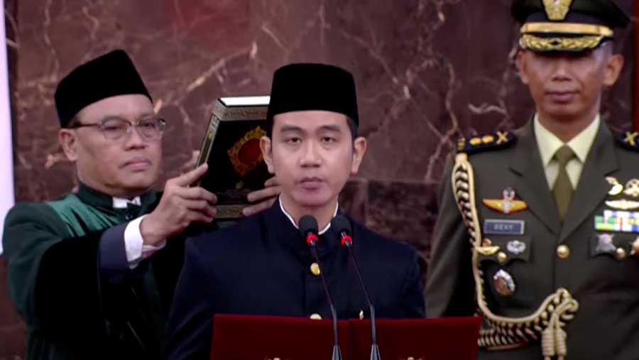 Pengucapan Sumpah Wakil Presiden Gibran Rakabuming di Pelantikan Presiden Republik Indonesia 20 Oktober 2024 (YouTube Setpres)