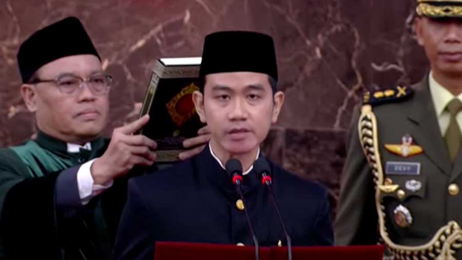 Pengucapan Sumpah Wakil Presiden Gibran Rakabuming di Pelantikan Presiden Republik Indonesia 20 Oktober 2024 (YouTube Setpres)