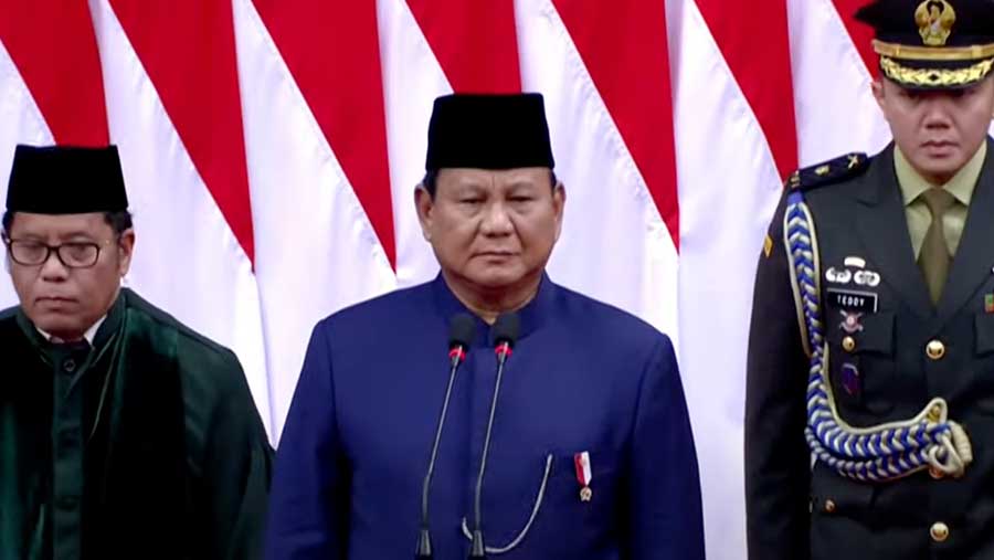 Pengucapan Sumpah Presiden Prabowo Subianto di Pelantikan Presiden Republik Indonesia 20 Oktober 2024 (YouTube Setpres)